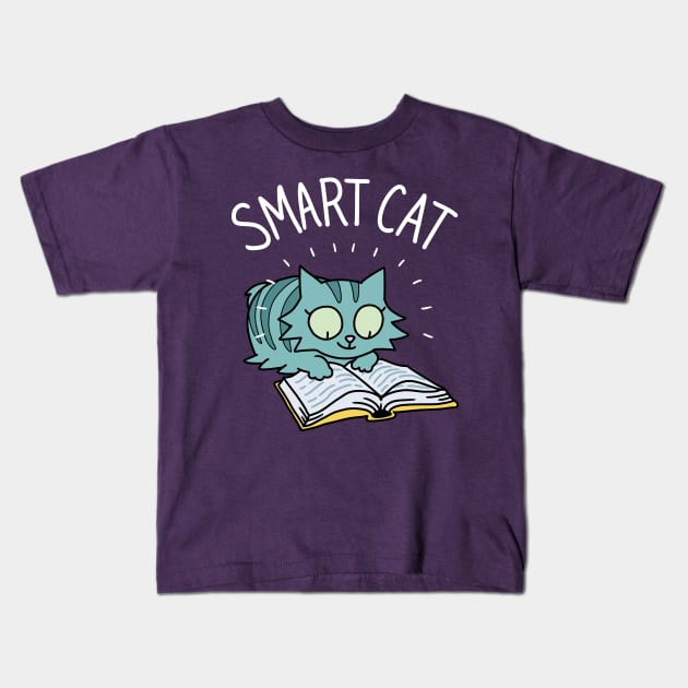 Smart Cat Kids T-Shirt by spacecoyote